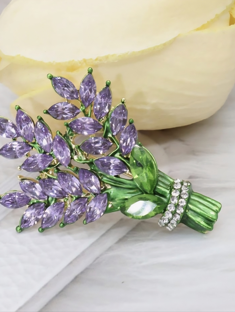 Romantic, Elegant Lavender Bouquet Lapel Pin 1.22" - Picture 3 of 5